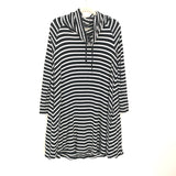 Lou & Grey Black & White Stripe Cowl Neck Dress- Size L