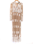 Forever 21 Nude Maxi Dress with White Embroidered Lace- Size S