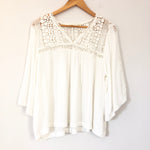 Lovestitch White Boho Crochet Detail Blouse - Size L
