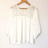 Lovestitch White Boho Crochet Detail Blouse - Size L