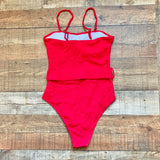 No Brand Red Padded Belted One Piece NWOT- Size S