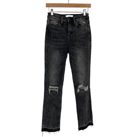 Vervet Black Distressed with Distressed Hem Jeans- Size 25 (Inseam 27.5”)