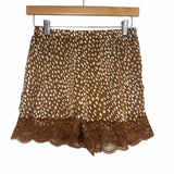 Crescent Animal Print Lace Trim Shorts- Size S