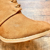 Forever Tan Suede Lace Up Block Heel Booties- Size 9 (see notes)