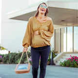 Mustard Seed Mustard Waffle Knit Long Sleeve Top- Size S
