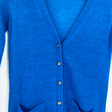 J Crew Blue Button Up Front Pocket Cardigan- Size XXS
