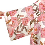 Brooke Wright Cream and Pink Floral V-Neck Cotton and Linen Blend Top- Size ~M/L (see notes)
