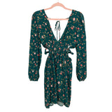 Forever21 Green Floral Print Side Cutout Tie Back V-Neck Dress NWT- Size S (sold out online)