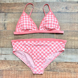 Kona Sol Pink Gingham Padded Bikini Top NWT- Size XL/16-18 (we have matching bottoms)