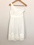 Kensie One Shoulder White Dress with Floral Detail- Size 2