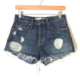Lovers + Friends Distressed Dark Wash Denim Cutoff Shorts- Size 26