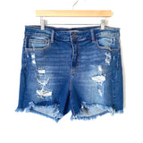 Ms. Cello Distressed Uneven Fray Jean Shorts- Size 2X