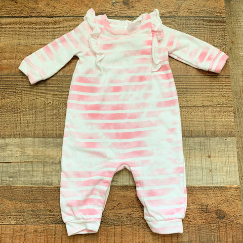 Baby Gap White/Pink Tie Dye Ruffle Jumpsuit- Size 3-6M