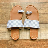 MKS Gingham Toe Ring Sandals- Size 7