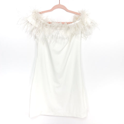 Vince Camuto Feather Trim Off the Shoulder Dress- Size S (see notes)