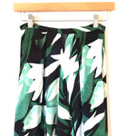 Oliviaceous Black and Green Print Wrap Flowy Pants- Size S
