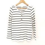 Bibi Striped Faux Button Thin Thermal Top- Size S
