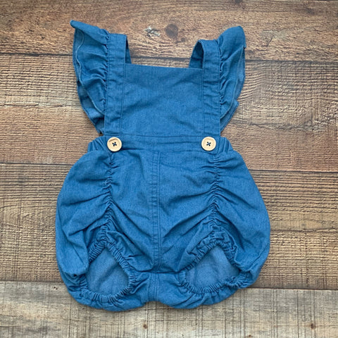 No Brand Baby Girl Chambray Romper- Size ~3-6M (see notes)