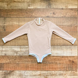 Lain Snow Kid's Tan Ribbed Zipper Back Rash Guard One  Piece- Size 6/7 (sold out online)