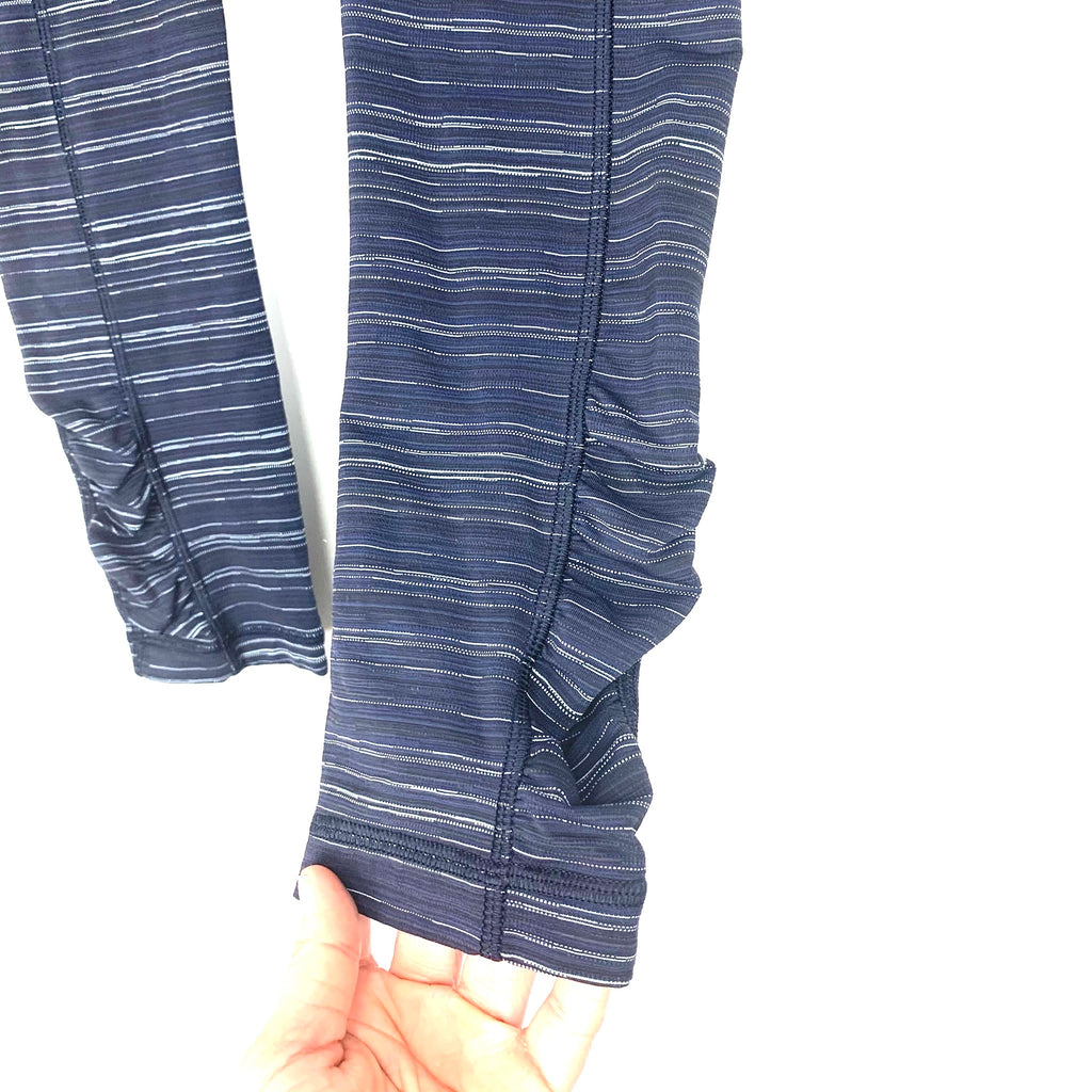 $89 Ralph Lauren Womens Blue Side Stripe Stretch Cropped Leggings