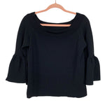 Eliza J Black Knit Boat Neck Bell Sleeve Top- Size XL