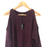 Express Plum Cable Knit Cold Shoulder Sweater Dress NWT- Size XS
