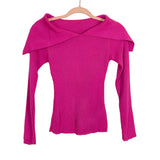 Missguided Pink Ribbed Knit Open Collar Long Sleeve Top NWT- Size 2/4