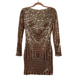 O Vianca Rose Gold Sequins Exposed Back Dress- Size M