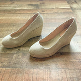 J Crew Cream/Gold Metallic Canvas Espadrille Wedges- Size 7 (BRAND NEW CONDITION, sold out online)