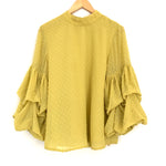 Wishlist Apparel Chartreuse Blouse with Ruffle Sleeves- Size S