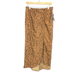 Scoop Animal Print Asymmetric Front Slit Midi Skirt NWT- Size L (12-14)