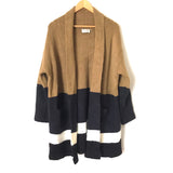 Dress Forum Los Angeles Brown/Black/White Striped Thick Cardigan with Hidden Pockets- Size S/M