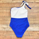 No Brand Blue/White One Shoulder Padded One Piece- Size ~S (see notes)