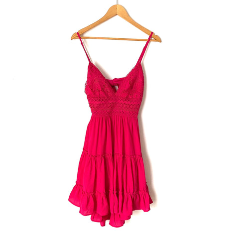 Pink Lily Hot Pink Crochet Dress NWT- Size M