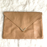 Elaine Turner Taupe Leather Clutch NWT
