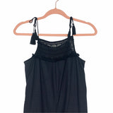 Madewell Black Crochet Tie Strap Raw Silk Jumpsuit- Size XS (see notes)