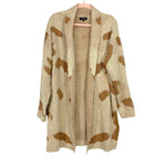 Amaryllis Tan/Brown Print Fuzzy Cardigan- Size S