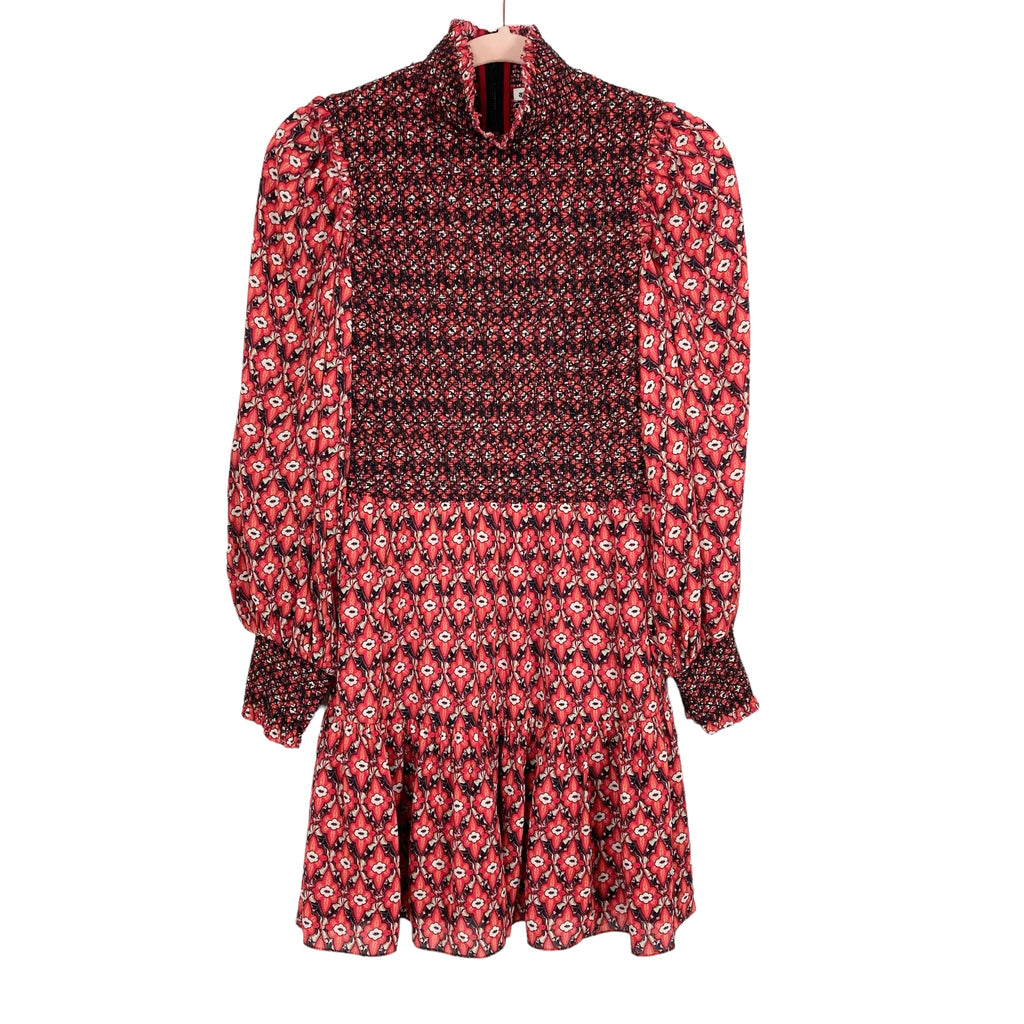 alice and olivia red dress long sleeve Alice + Olivia leopard-print long-sleeve Dress | Red