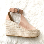 Marc Fisher Annie Suede Perforated Espadrille Wedge- Size 8.5