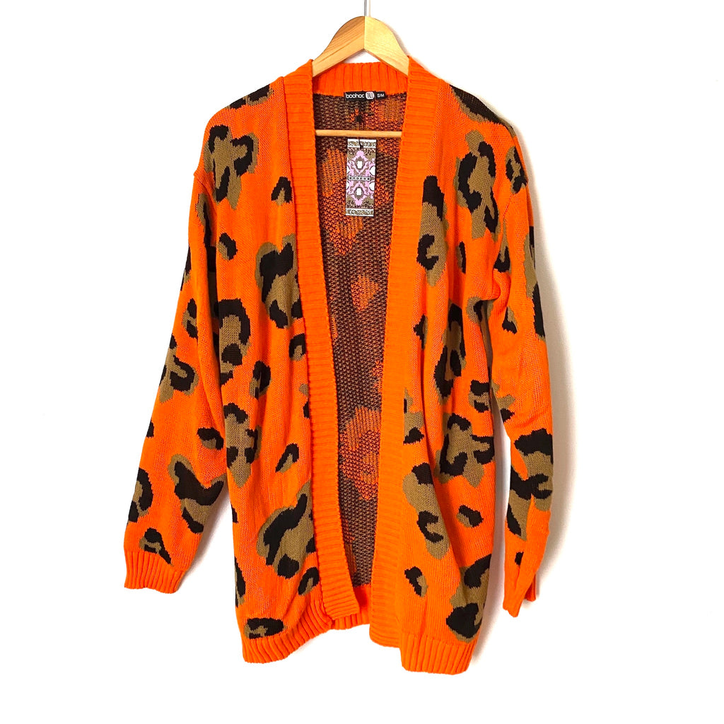 Orange leopard hotsell print cardigan