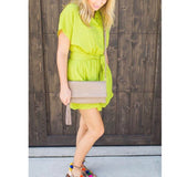 Maeve Neon Green Button Snap Romper- Size 2