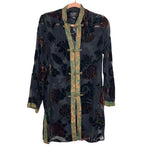 Citron Collection Black Velvet Sheer Silk Kimono- Size XS