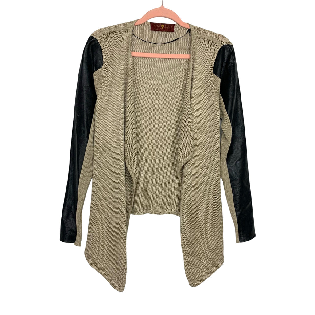 Leather clearance sleeve cardigan