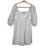 Abercrombie & Fitch White Ruched Bodice Puff Sleeve Babydoll Dress- Size L Tall (see notes)