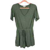 Umgee Olive V-Neck Romper- Size S