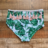 Stylish Swimwear Palm Print Tassel Trim Bikini Set NWT- Size M (sold as set)