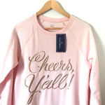 Lauren James Pink Embroidered “Cheers Y’all” Pullover Sweatshirt NWT- Size S