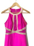 Lily Pulitzer Bright Pink Dress with Gold Trim Detail NWT- Size 0