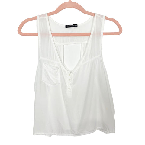 Brandy Melville White Sheer with Back Cut Out Tank- Size One Size (fits like XS/S, see notes)