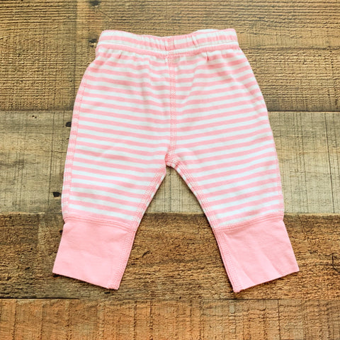 Hanna Anderson Organic Cotton Pink and White Striped Pants- Size 0-3M